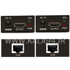 اکستندر HDMI / همراه RX و TX با یک طرف پورت شبکه RJ45 F و یک طرف پورت HDMI F و آداپتور F / برد 60 متر / پشتیبانی FULL HD 1080 با DeepColor و HD Audio / همراه با 2 عدد آداپتور / تک پک جعبه ای